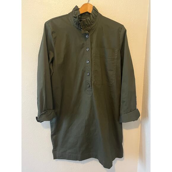 Banana Republic Dresses & Skirts - Women's Banana Republic Ruffle Neck Shirt Dress Green Button Down Size Large